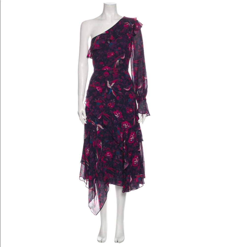 Tanya Taylor silk dress one shoulder